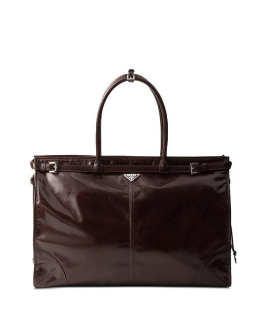 Prada Brown Leather Shopping Bag for men