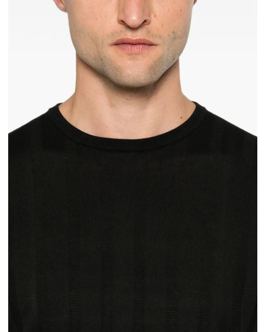 Jeordie's Black Ribbed Short-Sleeve Cotton T-Shirt for men