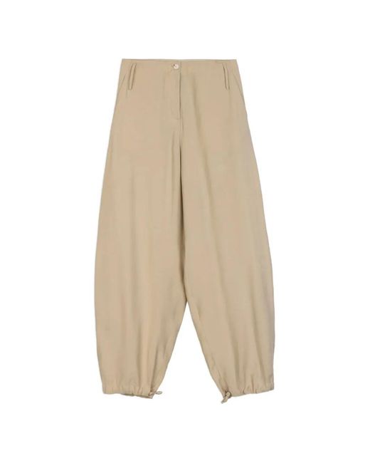 Alysi Natural Drawstring-Cuff Trousers