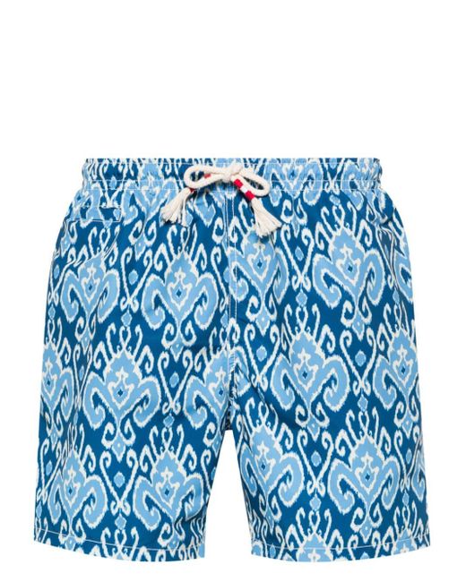 Mc2 Saint Barth Blue Caprese Ikat-print Swim Shorts for men