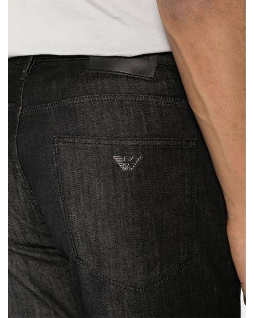 Emporio Armani Halbhohe Slim-Fit-Jeans in Black für Herren