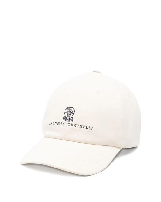 Brunello Cucinelli White Logo Baseball Cap for men