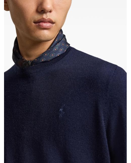 Polo Ralph Lauren Blue Washable Wool Crew-Neck Jumper for men