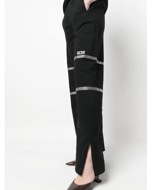 Gcds Black Rhinestone-Embellished Trousers