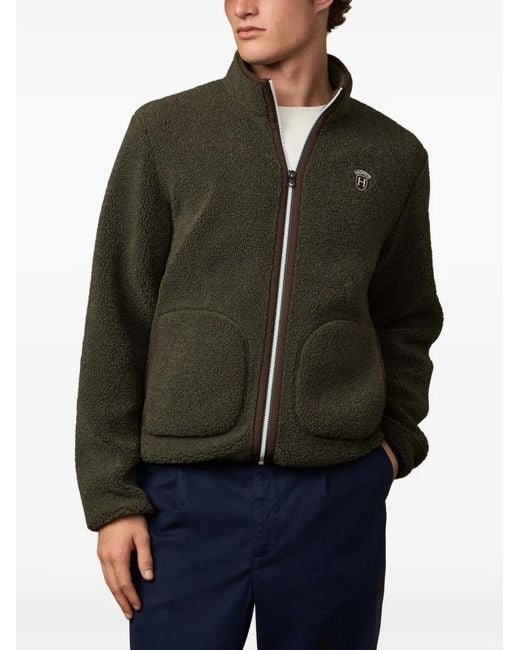 Hackett Black Heritage Badge Teddy-Fleece Jacket for men