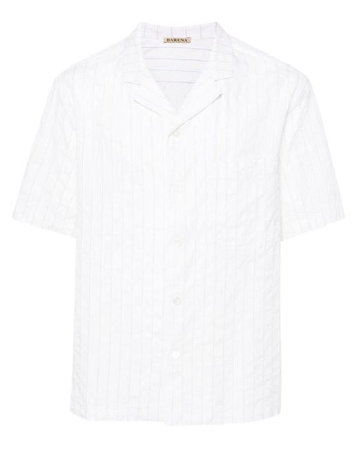 Barena White Pinstriped Cotton Shirt for men