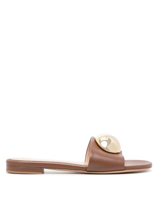 Gianvito Rossi Brown Embellished Leather Sandals