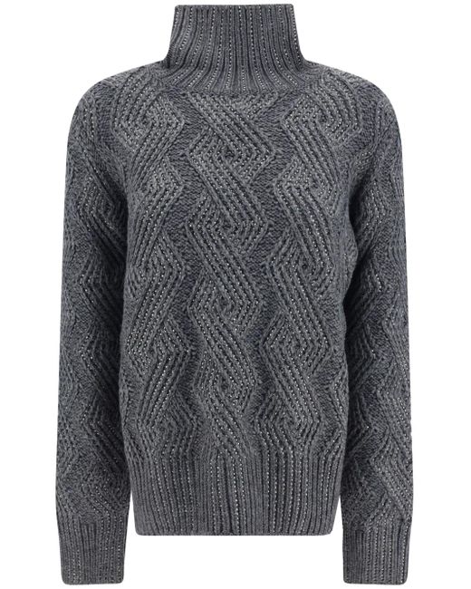 Ermanno Scervino Gray Cable-Knit Jumper