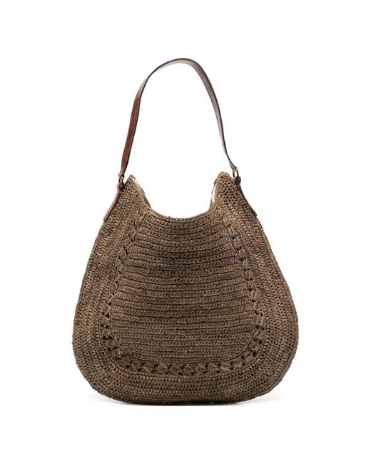 IBELIV Brown Raffia Tote Bag