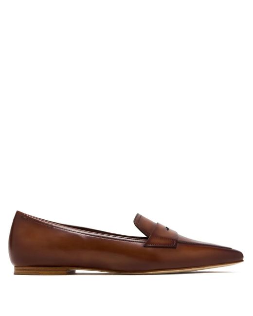 Magnanni Shoes Brown Pointed-Toe Penny Loafers