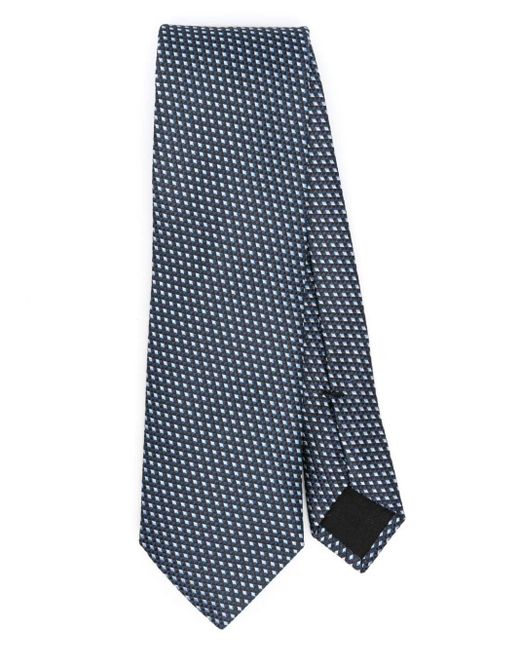 Boss Blue Geometric-print Tie for men