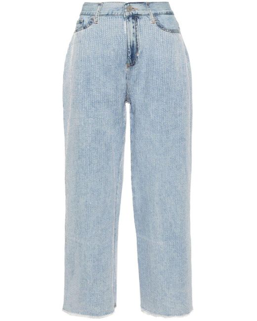 Liu Jo Blue Sequin-embellished Cropped Jeans