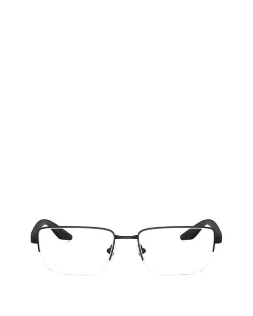Prada Linea Rossa White Rectangle-Frame Glasses for men