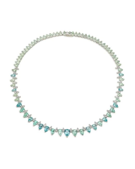 Anabela Chan White Ovean Infinity Sapphire And Diamond Necklace