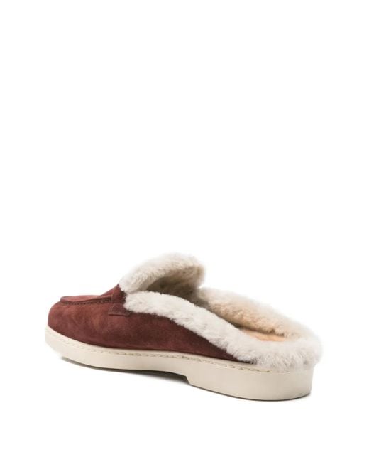 Doucal's Brown Fur-Trim Mules