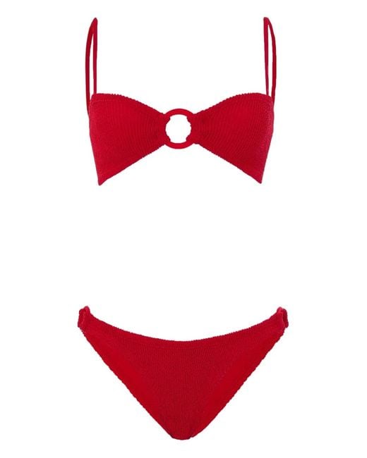 Hunza G Red Misty Hoop-Detail Bikini