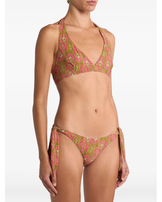 Etro Pink Bikini With Paisley Foliage Motif