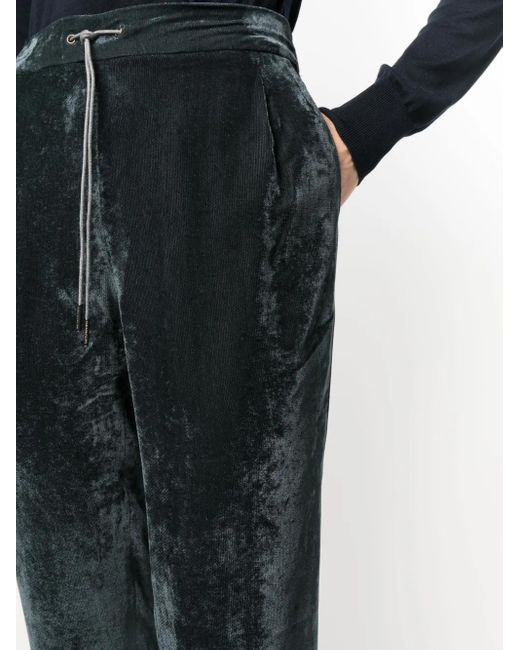 Fabiana Filippi Black Drawstring-Waist Velvet Trousers