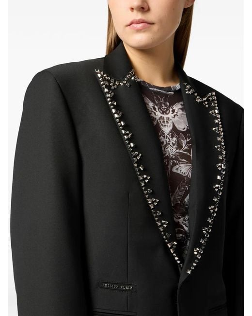 Philipp Plein Black Blazer Lord Fit Lapel Studs for men