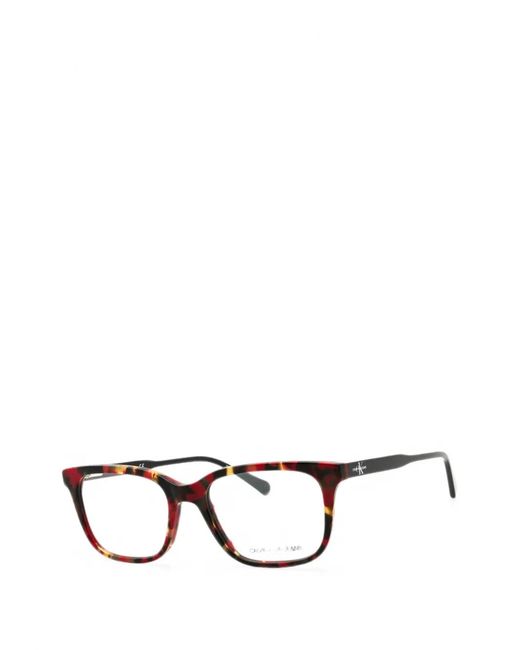 Calvin Klein Black Tortoiseshell-Effect Rectangle-Frame Glasses