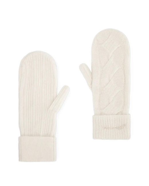 Ganni White Cable-Knit Mittens