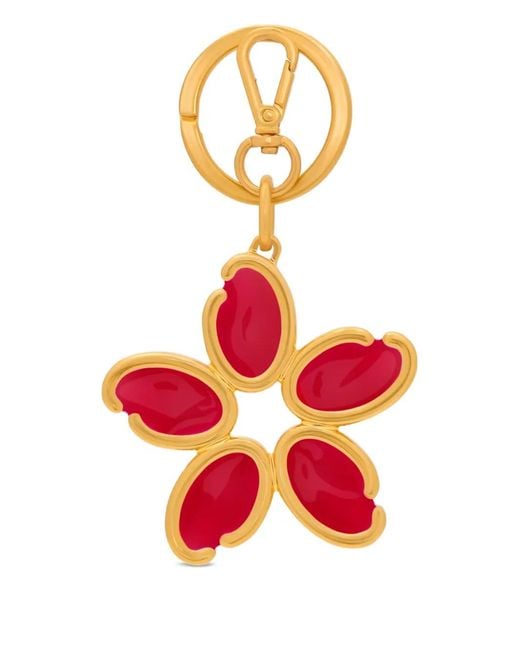 Oscar de la Renta Red O Flower Charm Keyring