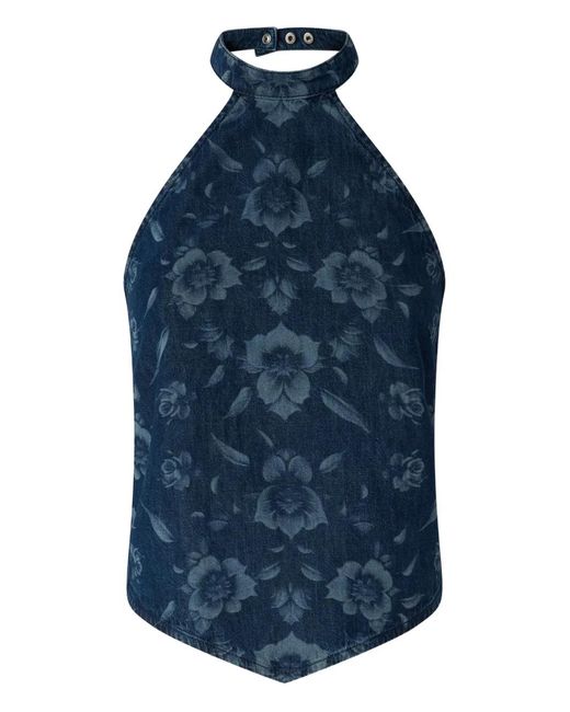 Pinko Blue Floral Denim Top