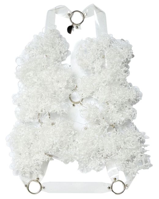Noir Kei Ninomiya White Gathered-detail Multi-strap Vest