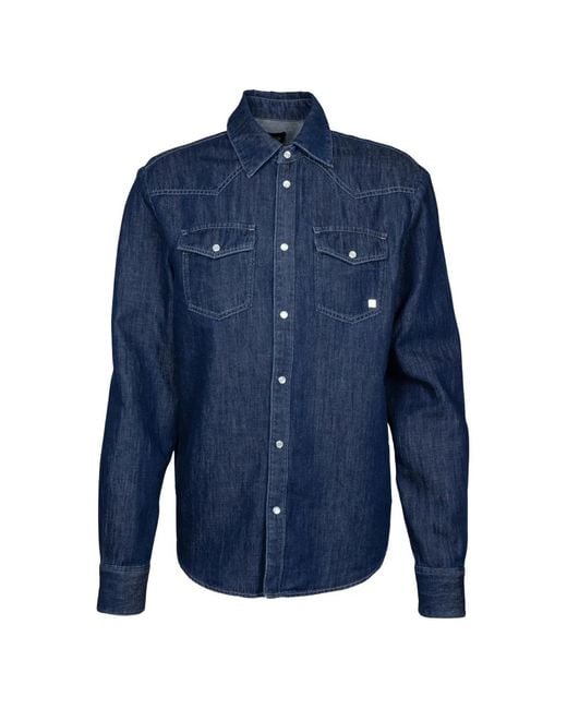 Karl Lagerfeld Blue Western-Style Denim Shirt for men