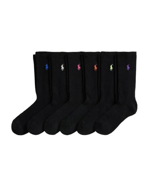 Polo Ralph Lauren Black Polo Pony-Embroidered Socks (Pack Of Six)