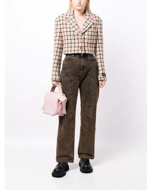MSGM Brown Cropped Tweed Jacket