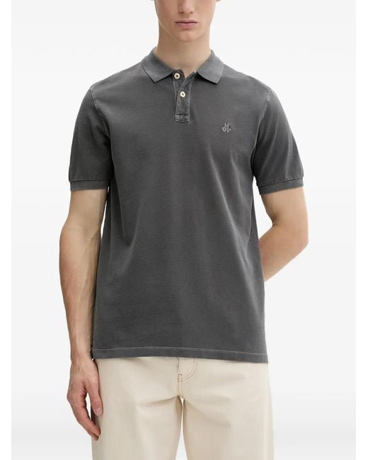 Marc O' Polo Gray Logo-Embroidered Piqué Polo Shirt for men