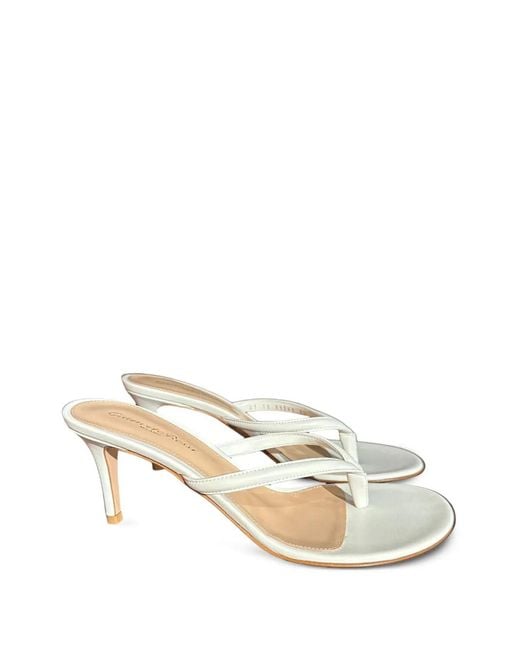 Gianvito Rossi White T-Strap Thong Sandals