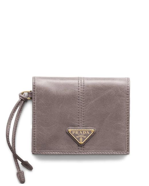 Prada Gray Small Leather Bifold Wallet