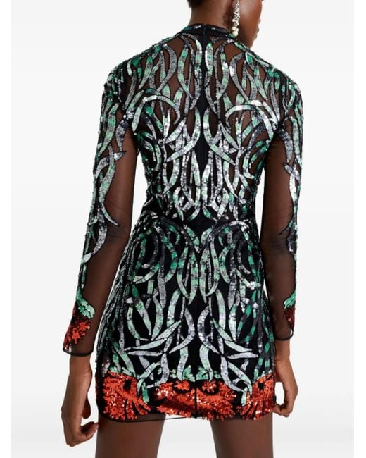Temperley London Gray Sequin-Embellished Mini Dress