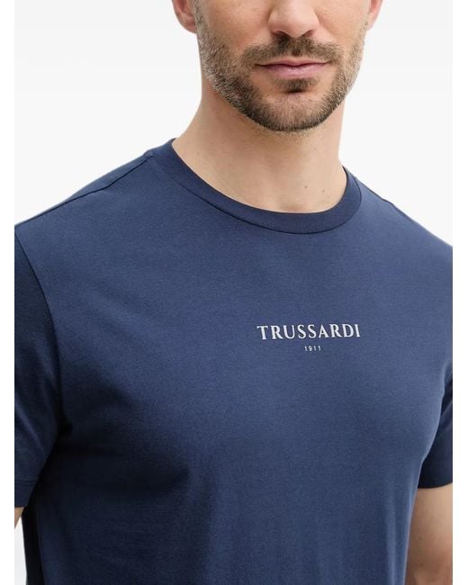 Trussardi Blue Logo-Print Short-Sleeve T-Shirt for men