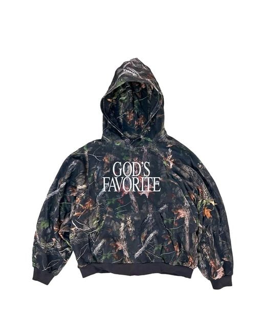 PRAYING Blue God's Favorite Camouflage-Print Hoodie for men
