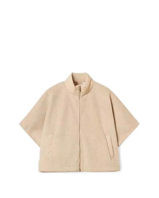 Twinset Natural Zip-Up Mock-Neck Poncho