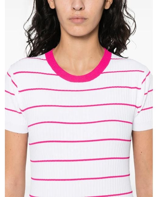 DSquared² White Striped Knitted Dress