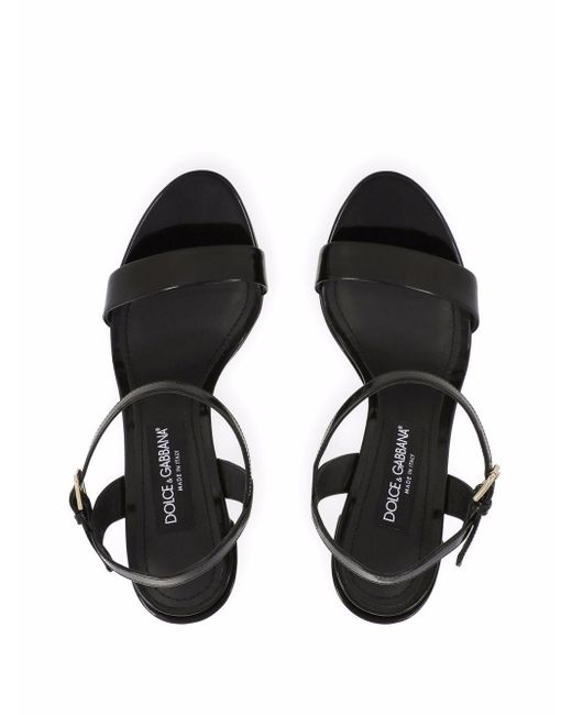 Sandalias con plataforma y placa del logo Dolce & Gabbana de color Black