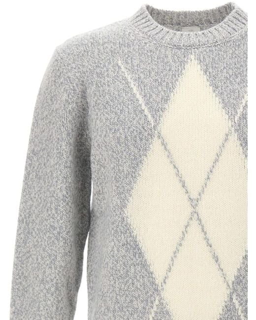 メンズ Eleventy Geometric-pattern Wool Sweater Gray