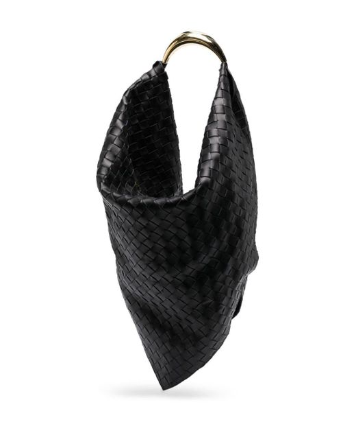 Bottega Veneta Black Foulard Woven Leather Shoulder Bag