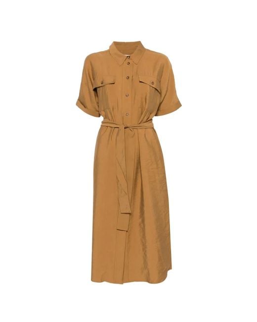 MAISON 123 Natural Belted Button-Front Shirt Dress