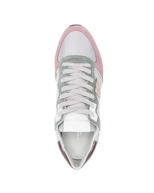 Philippe Model White Logo-Patch Low-Top Sneakers