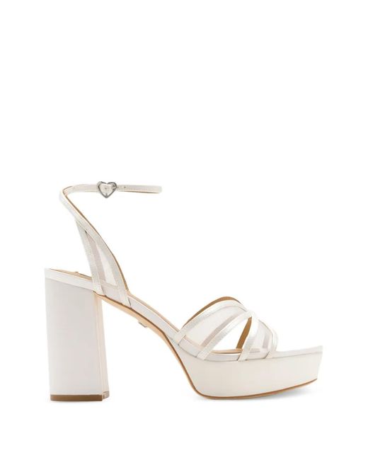 Badgley Mischka White Yohana Mesh-Panel Platform Sandals