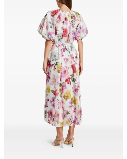 Robe Mi-Longue À Fleurs Aje. en coloris White