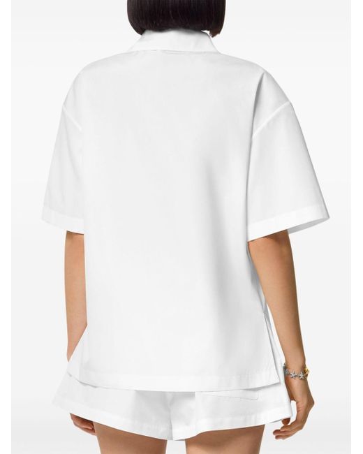 Versace White Sangallo-embroidered Cotton Shirt
