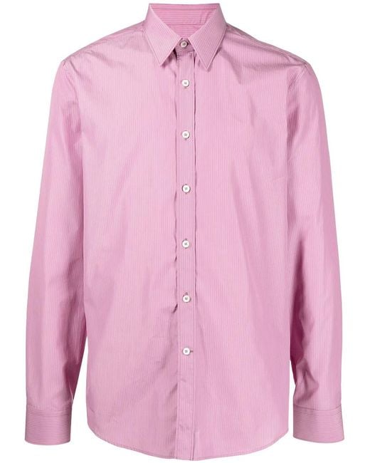 Ferragamo Pink Stripe-Print Shirt for men