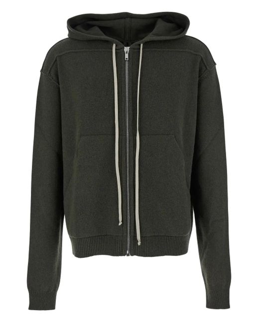 メンズ Rick Owens ジップアップ ニットパーカー Black