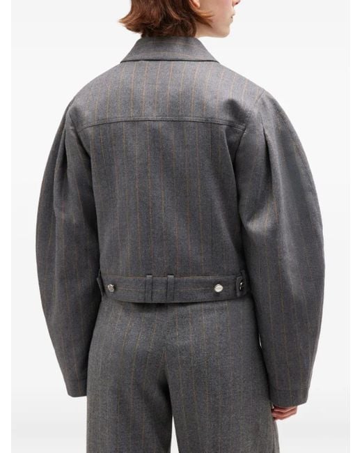 Ganni Gray Pinstripe Jacket